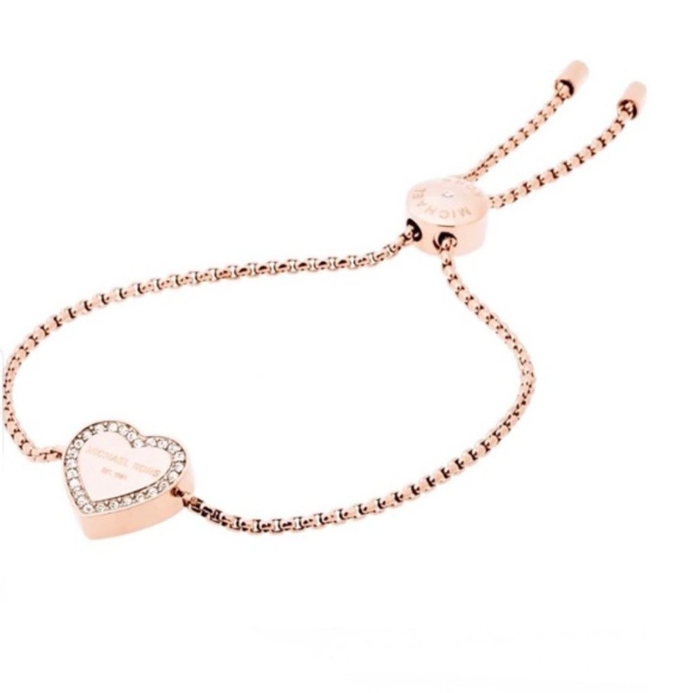 SOLD MICHAEL KORS Rose Gold Heart Slide Bracelet - Picture 4 of 7